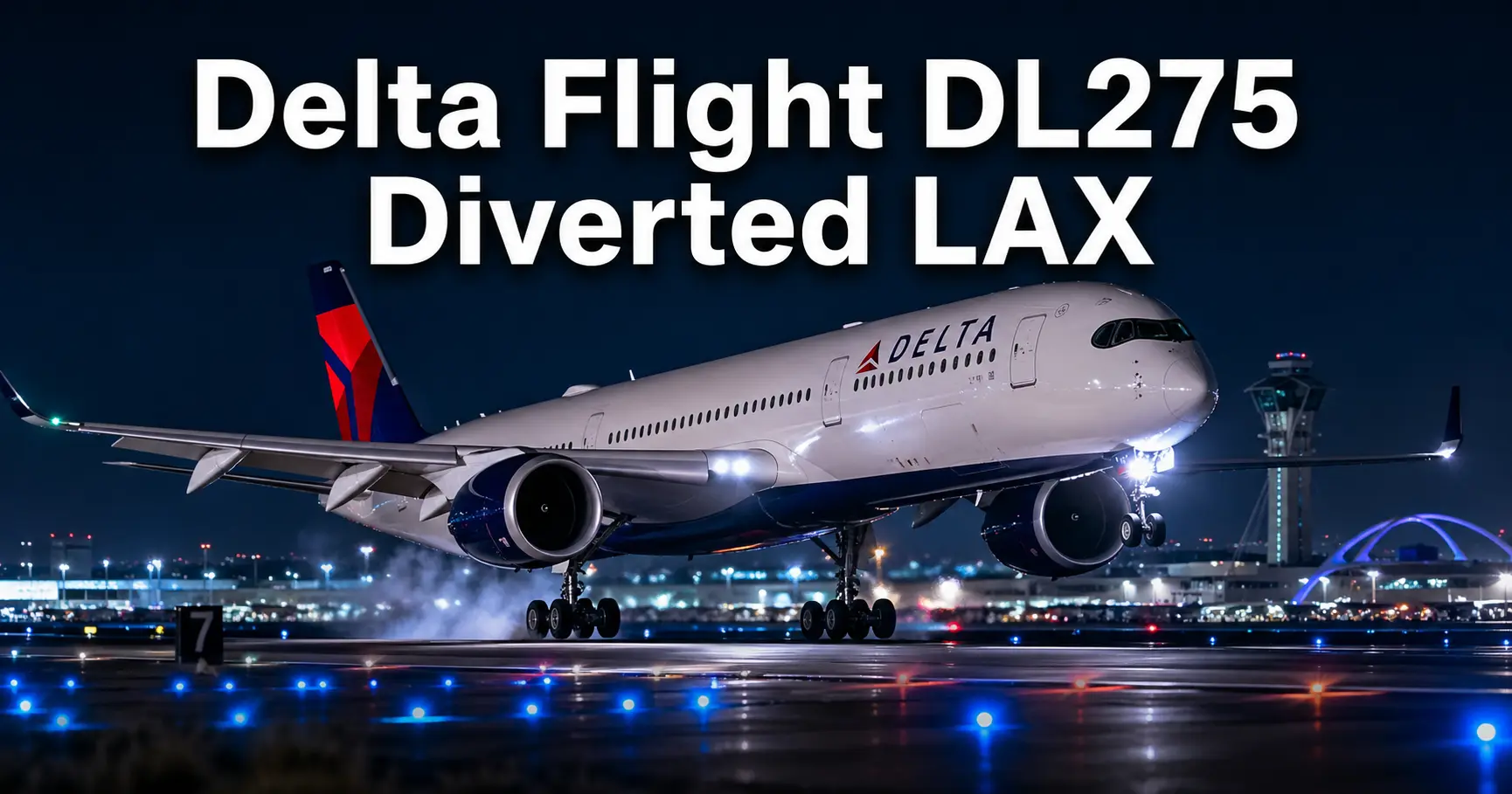 Delta Flight DL275 Airbus A350 diverted to LAX airport runway at night, engine anti-ice system incident
