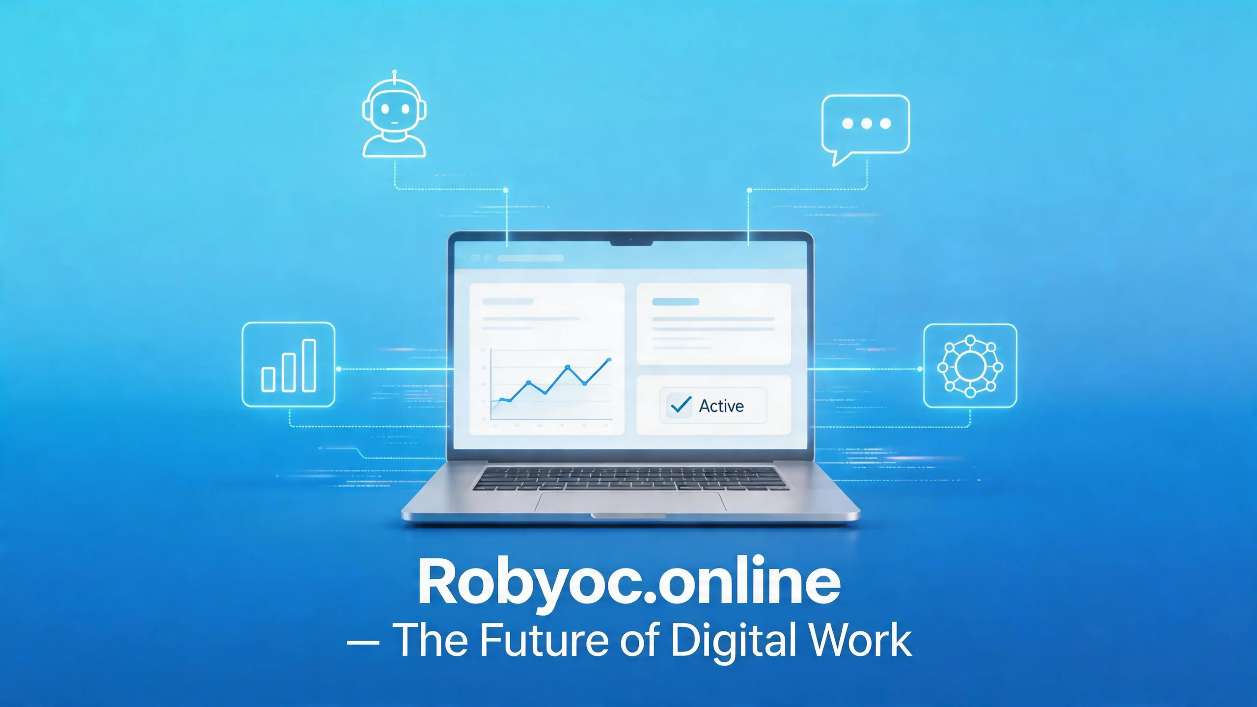 Robyoc.online platform interface showing AI tools, digital connectivity, and online services for modern users