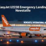 EasyJet flight U2238 emergency landing Newcastle Airport with ambulance services on standby runway