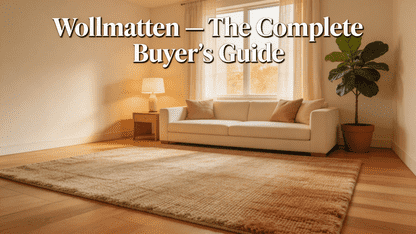 Wollmatten — beautiful handcrafted wool rug placed in a warm, cozy living room setting