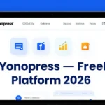Yonopress free digital media platform showing articles on tech, finance, health, and lifestyle content hub