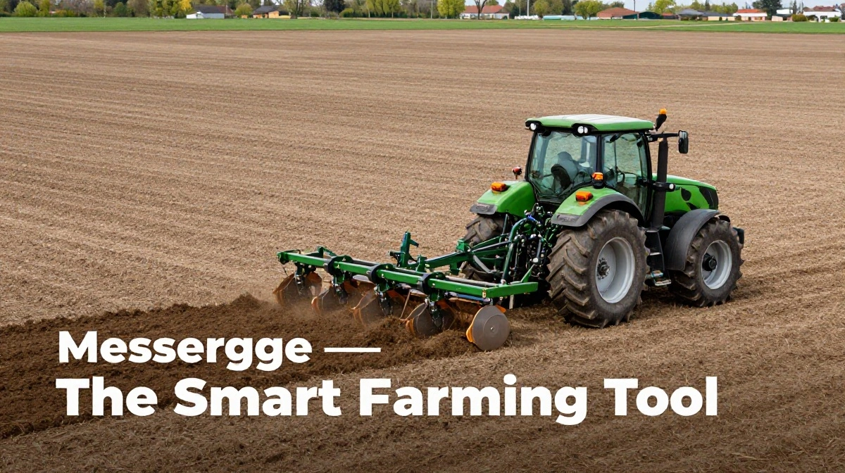 Messeregge knife harrow attached to tractor preparing smooth seedbed on agricultural field,